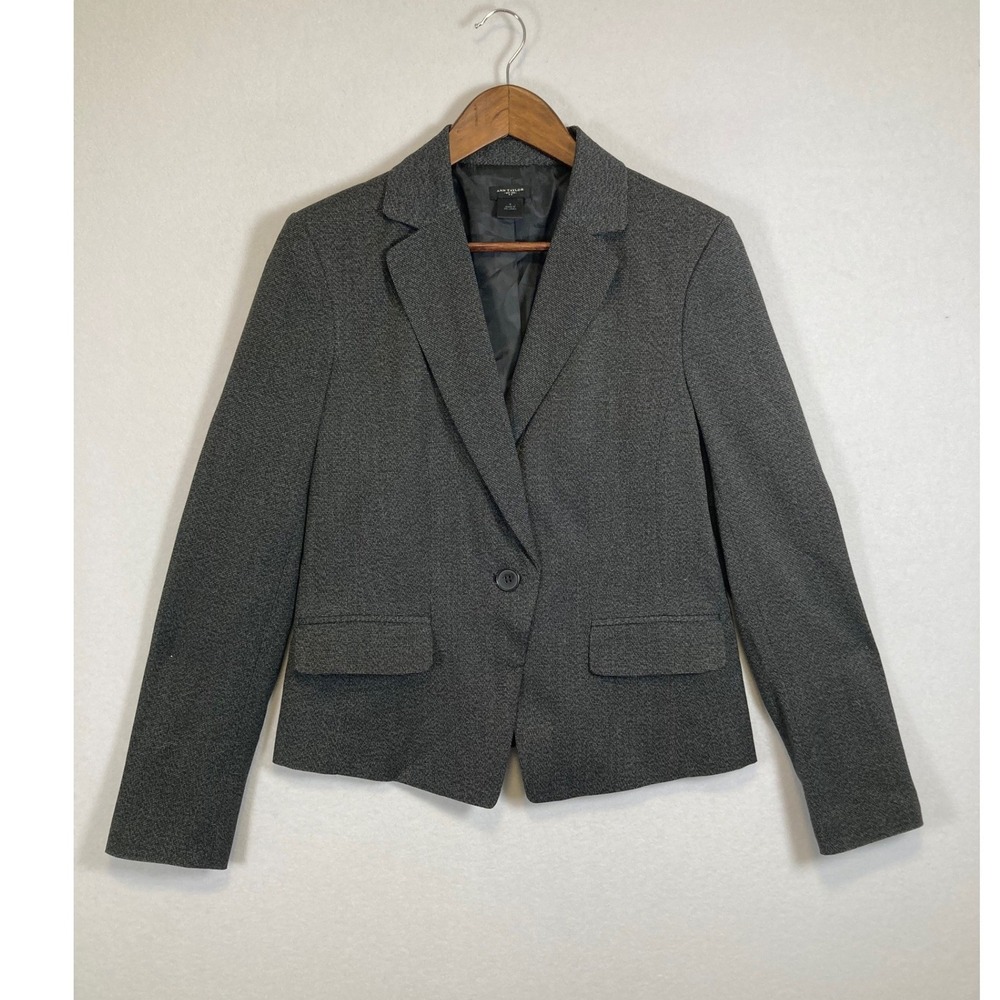 Professional Ann‎ Taylor Women 6 Grey Single Button Tailored Blazer Jacket